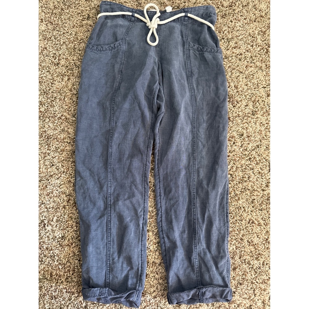 C&C California Minimalist Boho Linen Blue Casual Womens Medium Rope Pants
